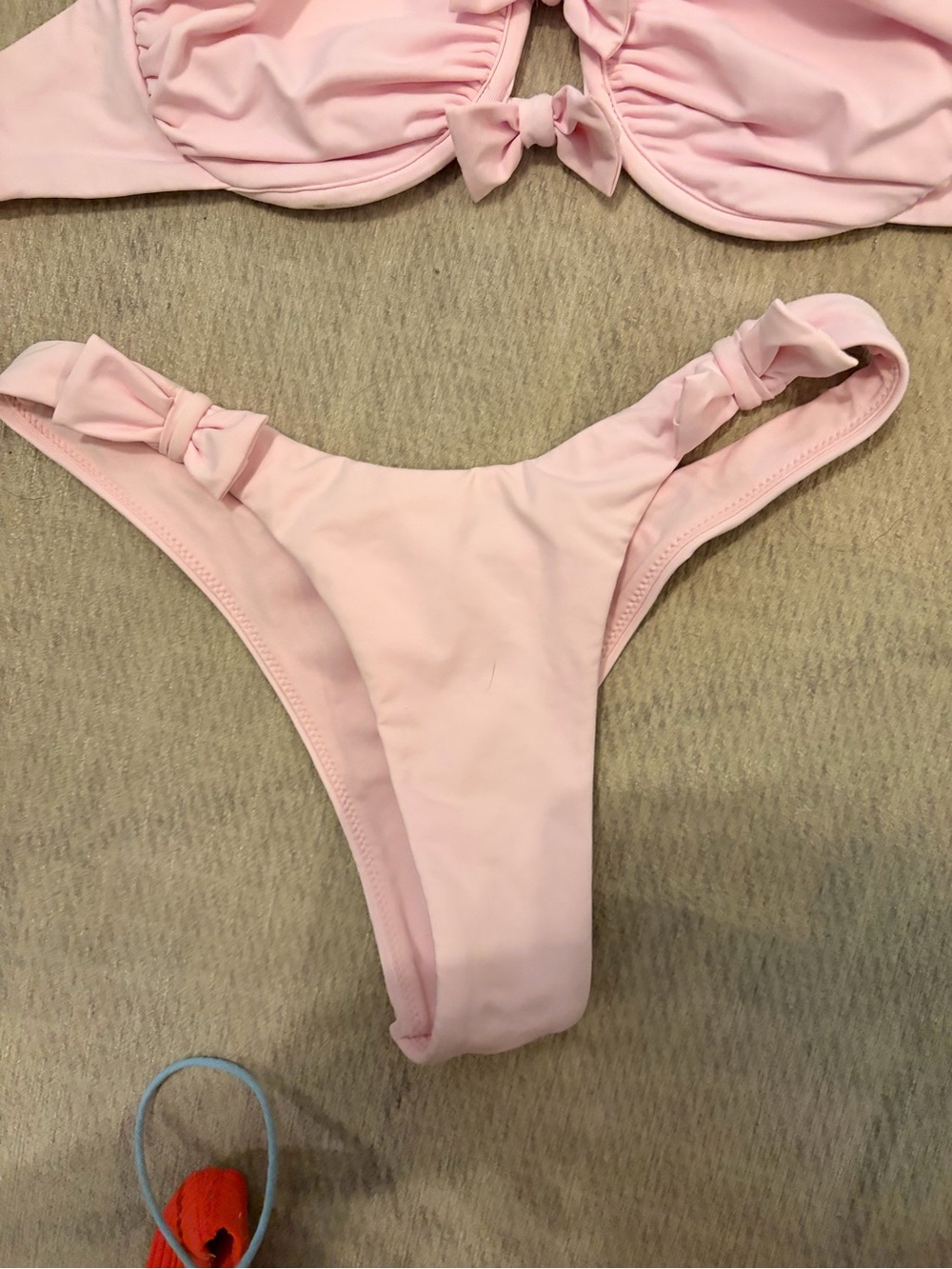 Light Pink Bandeau Bikini Set with Tie Detail - Picture 3 of 3